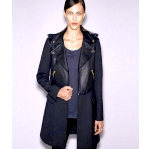 Zara Real Leather Biker Coat - Black